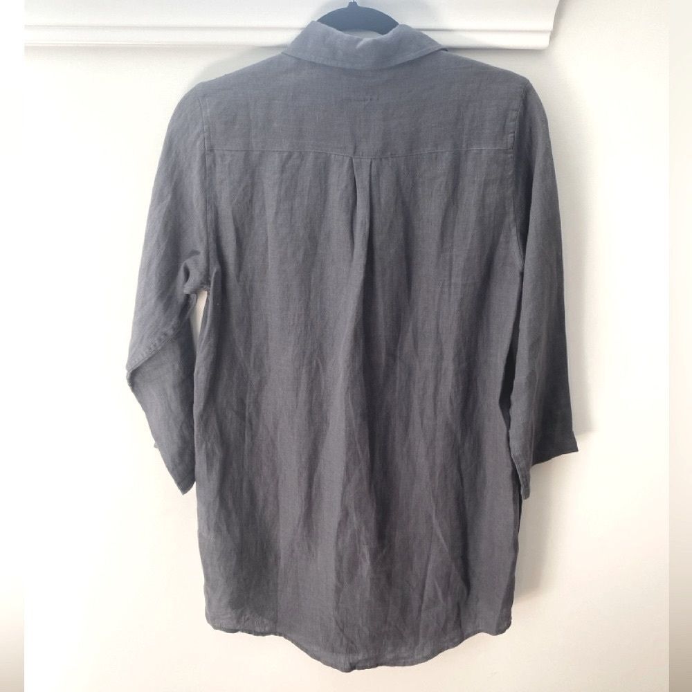 Vikolino European Linen Shirt Dress S Small Gray Lagenlook Button Down Classic - Picture 5 of 10